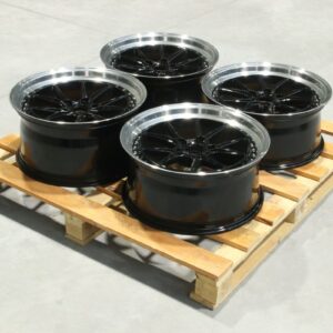 Set of JR39 19x8,5 + 19x9,5 ET15-35 BLANK Gloss Black w/Machined Lip